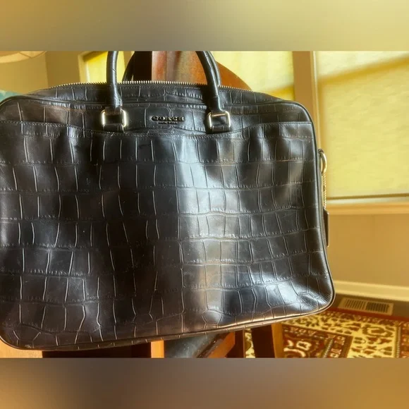 COACH ☆ BECKETT STRUCTURED BRIEF Crocodile-embossed leather Coach | Bags | Coach Beckett Structured Black Leather